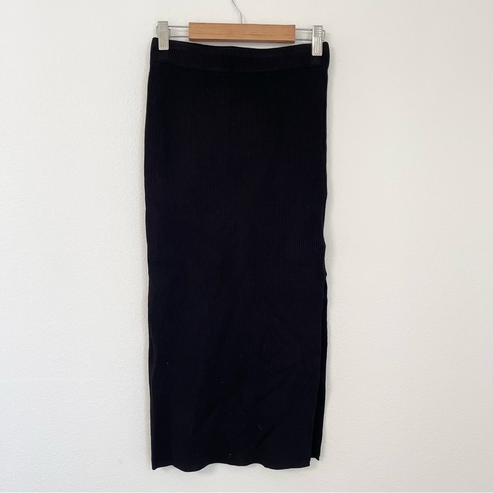 House of HARLOW 1960 AUDREY RIBBED SLIT SKIRT Black Neutral Size XS - Picture 3 of 10